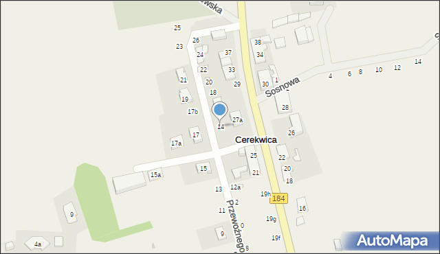 Cerekwica, Przewoźnego Jakuba, ks., 14, mapa Cerekwica