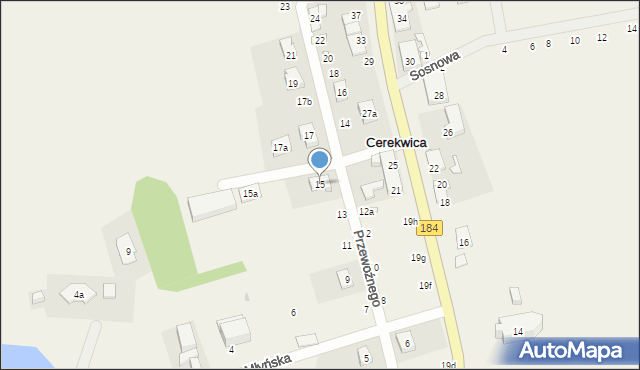 Cerekwica, Przewoźnego Jakuba, ks., 15, mapa Cerekwica
