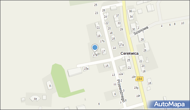 Cerekwica, Przewoźnego Jakuba, ks., 17a, mapa Cerekwica