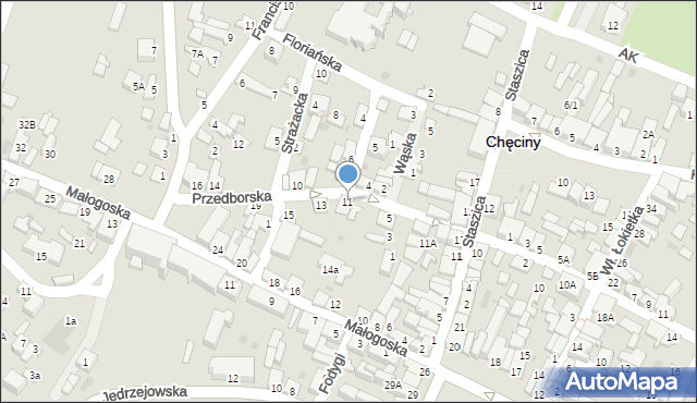 Chęciny, Przedborska, 11, mapa Chęciny