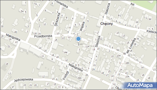 Chęciny, Przedborska, 3, mapa Chęciny