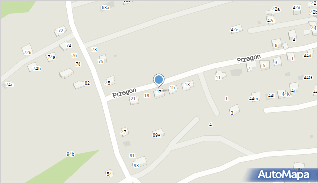 Chrzanów, Przegon, 17, mapa Chrzanów