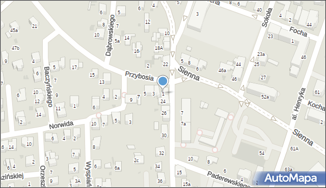Chrzanów, Przybosia Juliana, 1, mapa Chrzanów