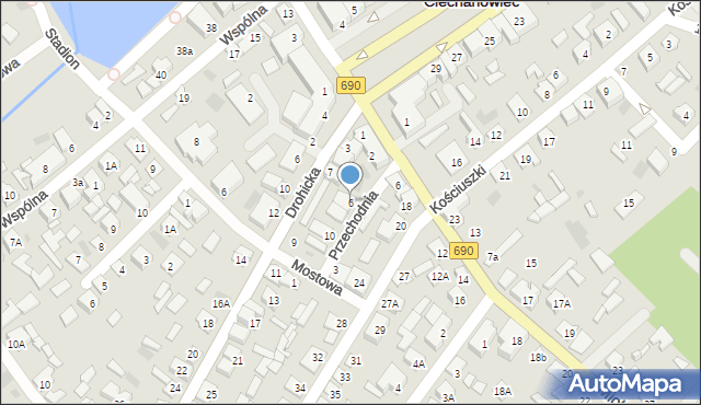 Ciechanowiec, Przechodnia, 6, mapa Ciechanowiec