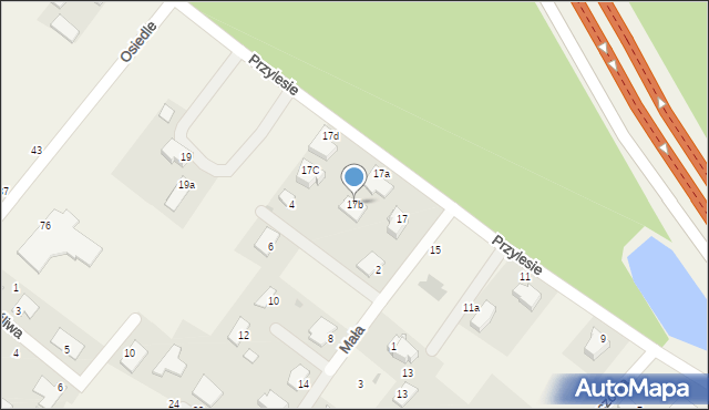 Ciele, Przylesie, 17b, mapa Ciele