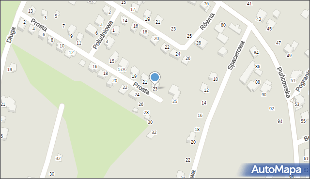 Cieszyn, Prosta, 23, mapa Cieszyna