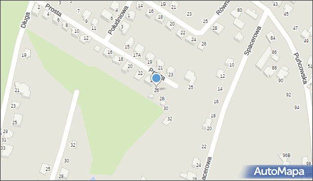 Cieszyn, Prosta, 26, mapa Cieszyna