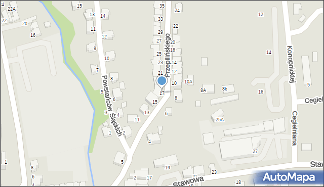 Cieszyn, Przepilińskiego Hieronima, 17, mapa Cieszyna