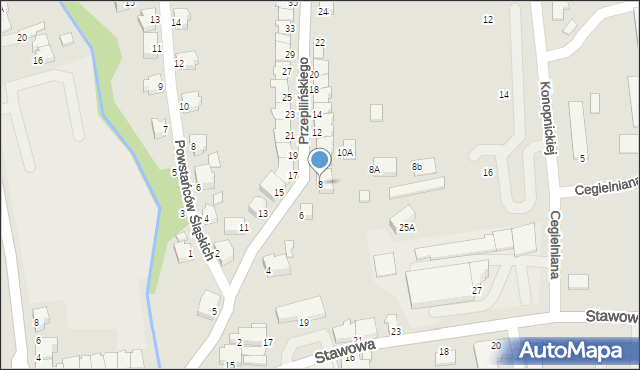 Cieszyn, Przepilińskiego Hieronima, 8, mapa Cieszyna