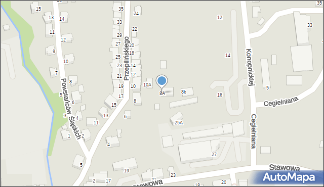 Cieszyn, Przepilińskiego Hieronima, 8A, mapa Cieszyna