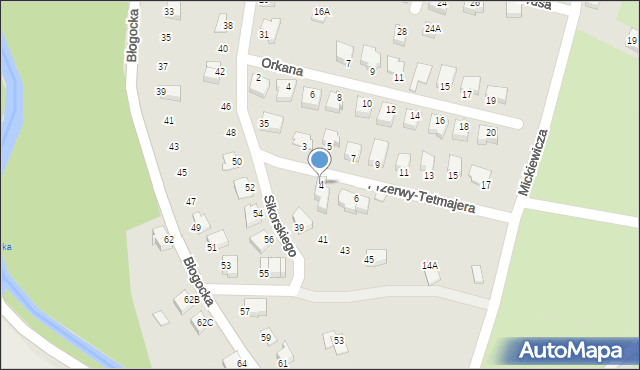 Cieszyn, Przerwy-Tetmajera Kazimierza, 4, mapa Cieszyna