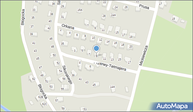 Cieszyn, Przerwy-Tetmajera Kazimierza, 9, mapa Cieszyna