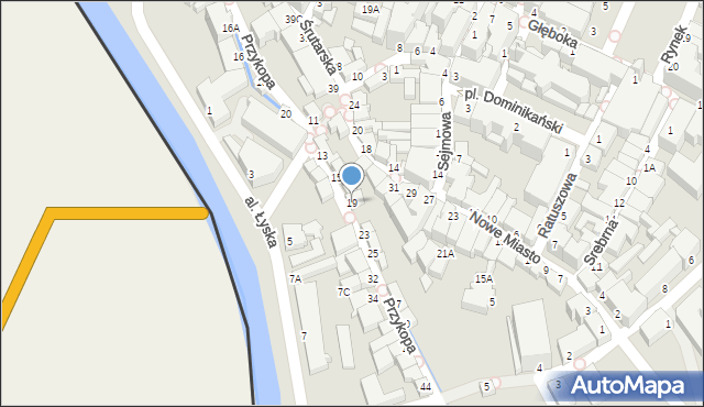 Cieszyn, Przykopa, 19, mapa Cieszyna