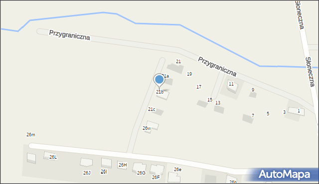 Czaple, Przygraniczna, 21b, mapa Czaple