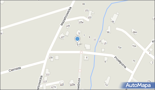 Czechowice-Dziedzice, Przełęczna, 3, mapa Czechowic-Dziedzic