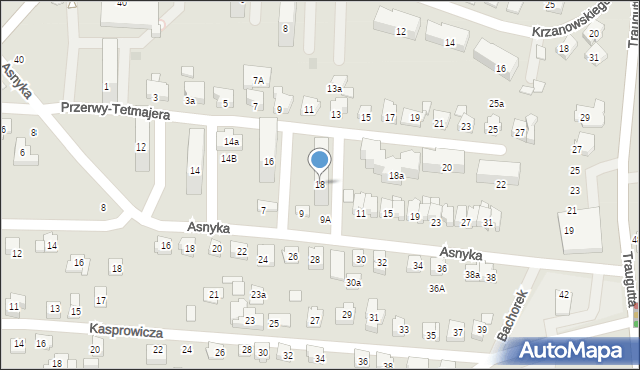 Czechowice-Dziedzice, Przerwy-Tetmajera Kazimierza, 18, mapa Czechowic-Dziedzic