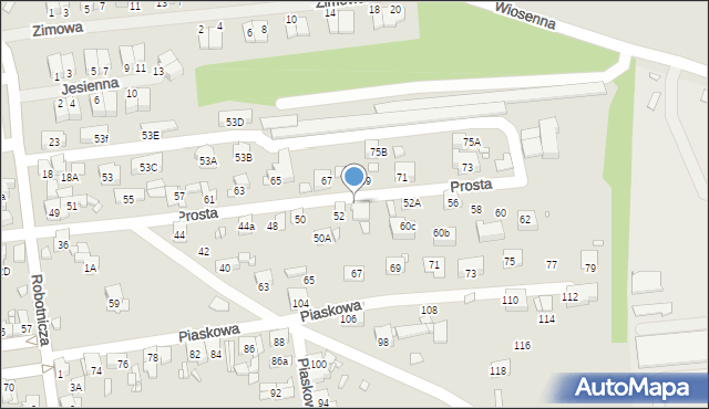 Czeladź, Prosta, 52c, mapa Czeladź