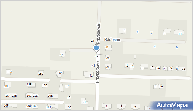 Czersk, Przyborowie, 45, mapa Czersk