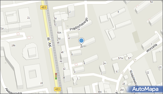 Częstochowa, Prądzyńskiego Ignacego, gen., 10, mapa Częstochowy