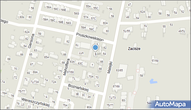 Częstochowa, Pruszkowskiego, 5, mapa Częstochowy