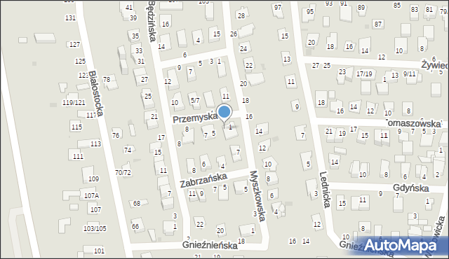 Częstochowa, Przemyska, 3, mapa Częstochowy