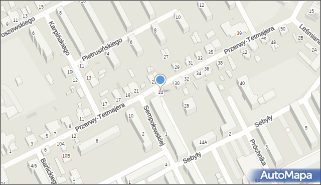 Częstochowa, Przerwy-Tetmajera Kazimierza, 14, mapa Częstochowy
