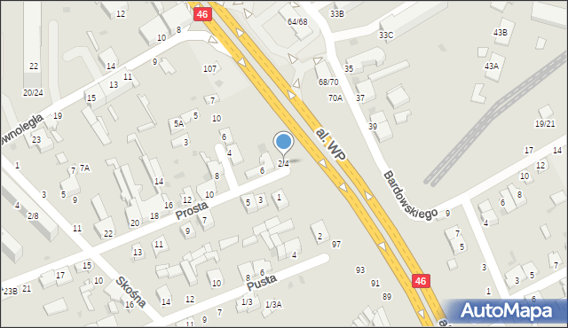 Częstochowa, Prosta, 2/4, mapa Częstochowy