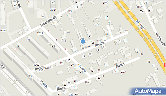 Częstochowa, Prosta, 20, mapa Częstochowy