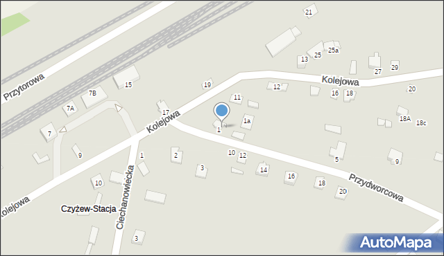 Czyżew, Przydworcowa, 4, mapa Czyżew