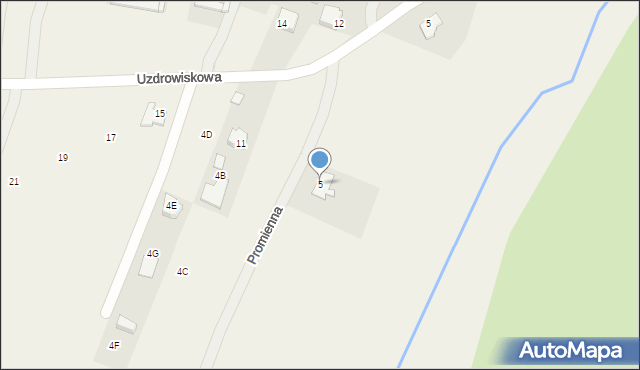 Dąbrowica, Promienna, 5, mapa Dąbrowica