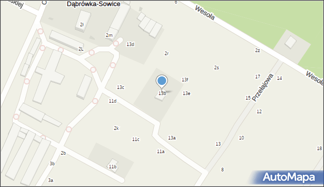 Dąbrówka-Sowice, Przełajowa, 13b, mapa Dąbrówka-Sowice