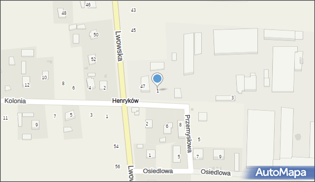 Dachnów, Przemysłowa, 1, mapa Dachnów