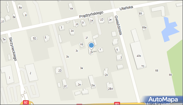 Dębe Wielkie, Prądzyńskiego Ignacego, gen., 1h, mapa Dębe Wielkie