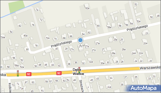 Dębe Wielkie, Prądzyńskiego Ignacego, gen., 27c, mapa Dębe Wielkie