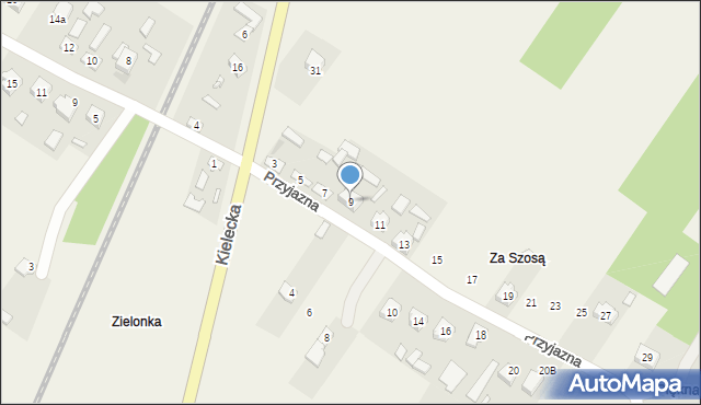 Dębska Wola, Przyjazna, 9, mapa Dębska Wola