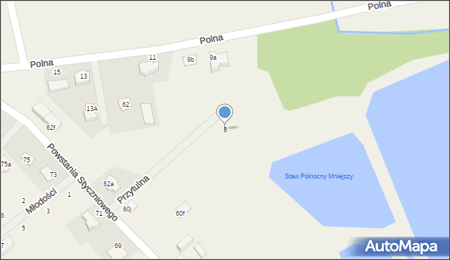 Długa Kościelna, Przytulna, 8, mapa Długa Kościelna