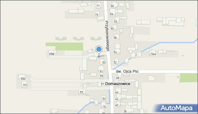 Domaszowice, Przyborowskiego Walerego, 65, mapa Domaszowice
