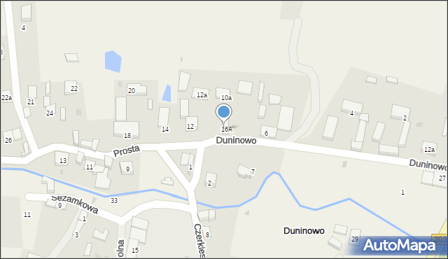 Duninowo, Prosta, 10, mapa Duninowo