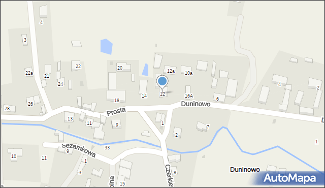 Duninowo, Prosta, 12, mapa Duninowo