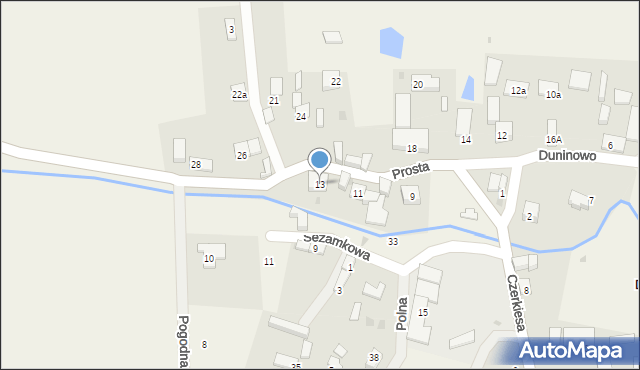 Duninowo, Prosta, 13, mapa Duninowo