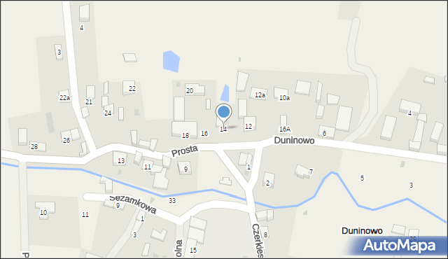 Duninowo, Prosta, 14, mapa Duninowo