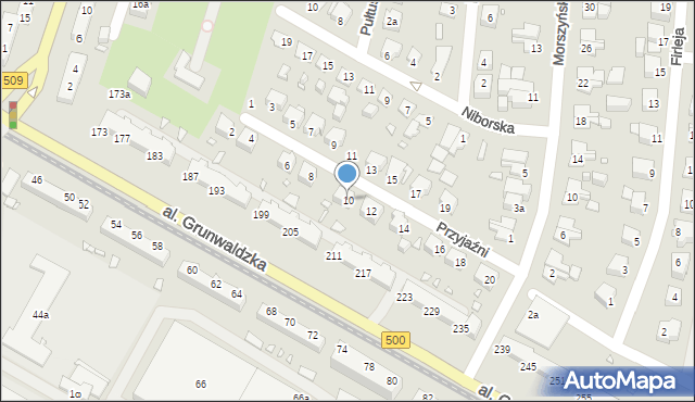 Elbląg, Przyjaźni, 10, mapa Elbląga