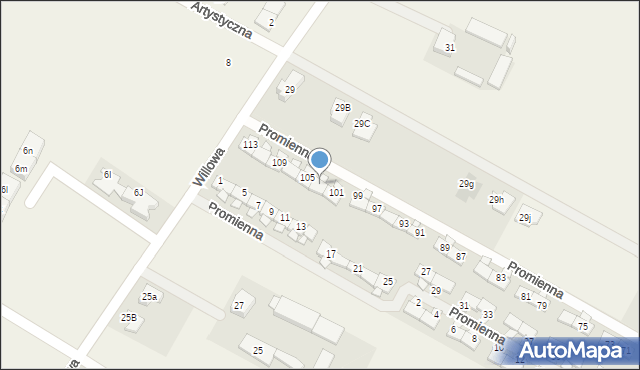 Falenty Nowe, Promienna, 103, mapa Falenty Nowe
