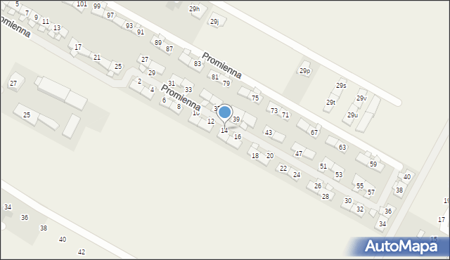 Falenty Nowe, Promienna, 14, mapa Falenty Nowe