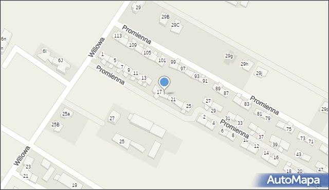 Falenty Nowe, Promienna, 19, mapa Falenty Nowe