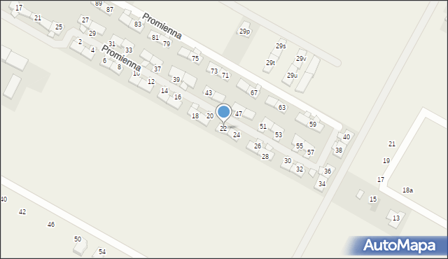 Falenty Nowe, Promienna, 22, mapa Falenty Nowe