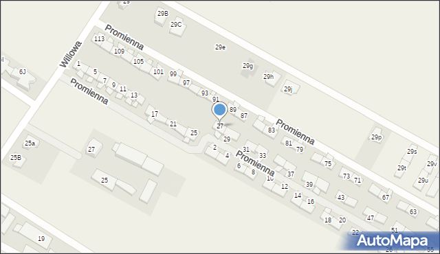 Falenty Nowe, Promienna, 27, mapa Falenty Nowe