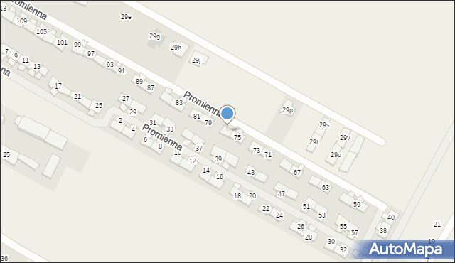 Falenty Nowe, Promienna, 77, mapa Falenty Nowe