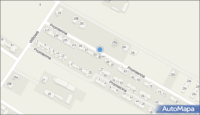Falenty Nowe, Promienna, 91, mapa Falenty Nowe