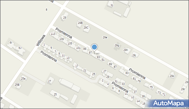 Falenty Nowe, Promienna, 95, mapa Falenty Nowe